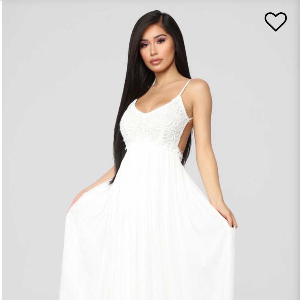 white fashion nova full length dress